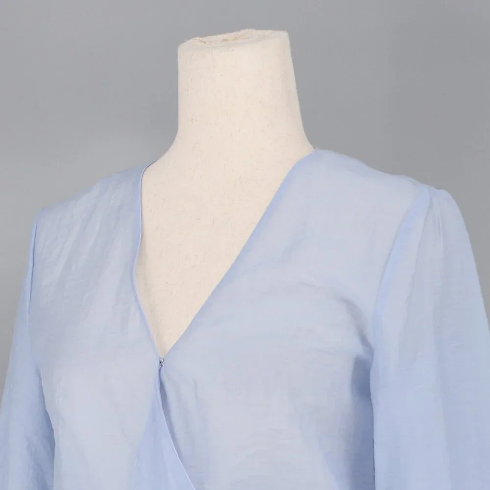 NWT & OTHER STORIES Voluminous Tie Wrap Blouse Semi-Cropped Periwinkle B… - Picture 6 of 12